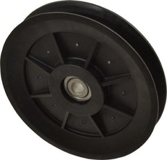 Fenner Drives - 3/8 Inside x 5.04" Outside Diam, 0.65" Wide Pulley Slot, Glass Reinforced Nylon Idler Pulley - 5L/B Belt Section, For Use with V-Belts - Exact Tooling