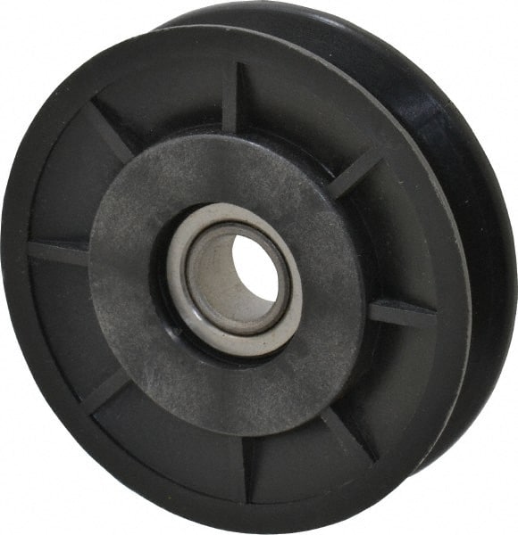 Fenner Drives - 1/2 Inside x 3" Outside Diam, 1/2" Wide Pulley Slot, Glass Reinforced Nylon Idler Pulley - 4L/A Belt Section, For Use with V-Belts - Exact Tooling