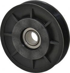 Fenner Drives - 1/2 Inside x 3" Outside Diam, 1/2" Wide Pulley Slot, Glass Reinforced Nylon Idler Pulley - 4L/A Belt Section, For Use with V-Belts - Exact Tooling