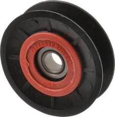 Fenner Drives - 1/2 Inside x 3.1" Outside Diam, 0.63" Wide Pulley Slot, Glass Reinforced Nylon Idler Pulley - 5L/B Belt Section, For Use with V-Belts - Exact Tooling