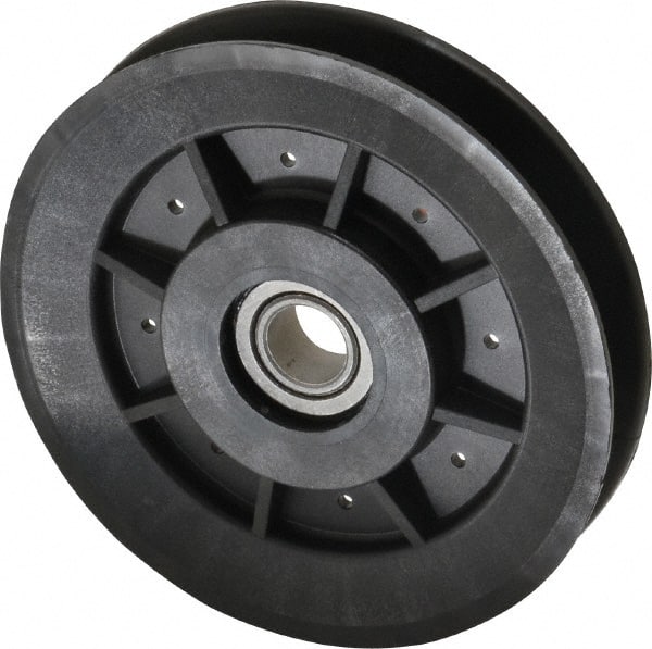 Fenner Drives - 1/2 Inside x 3.98" Outside Diam, 1/2" Wide Pulley Slot, Glass Reinforced Nylon Idler Pulley - 4L/A Belt Section, For Use with V-Belts - Exact Tooling