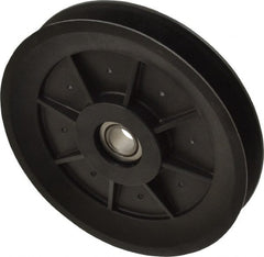 Fenner Drives - 1/2 Inside x 5.04" Outside Diam, 0.65" Wide Pulley Slot, Glass Reinforced Nylon Idler Pulley - 5L/B Belt Section, For Use with V-Belts - Exact Tooling