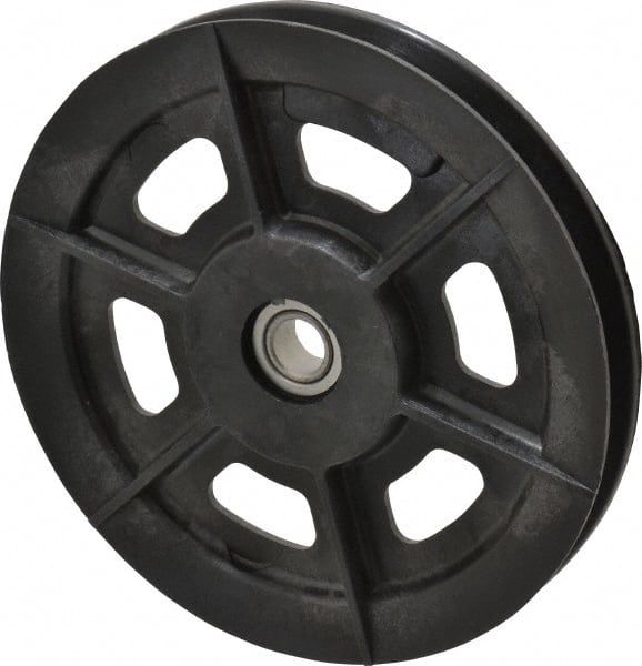 Fenner Drives - 1/2 Inside x 6.03" Outside Diam, 1/2" Wide Pulley Slot, Glass Reinforced Nylon Idler Pulley - 4L/A Belt Section, For Use with V-Belts - Exact Tooling