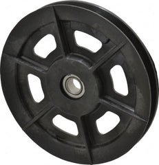 Fenner Drives - 1/2 Inside x 6.03" Outside Diam, 1/2" Wide Pulley Slot, Glass Reinforced Nylon Idler Pulley - 4L/A Belt Section, For Use with V-Belts - Exact Tooling