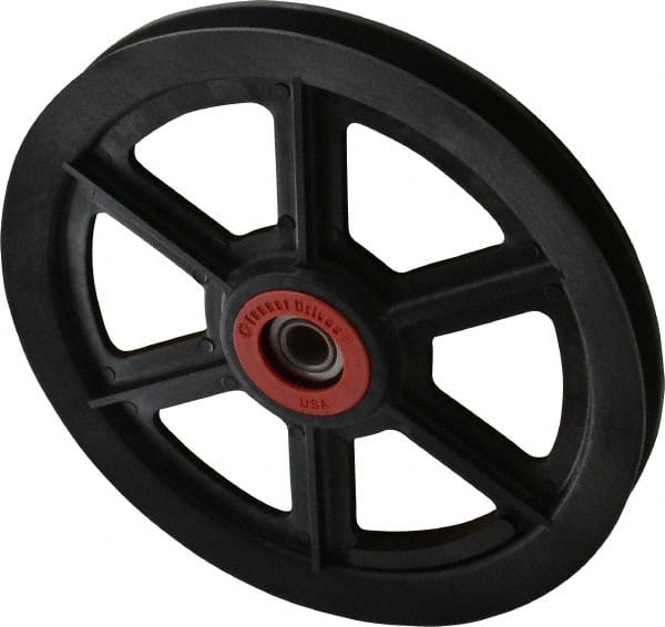Fenner Drives - 1/2 Inside x 7-1/2" Outside Diam, 0.54" Wide Pulley Slot, Glass Reinforced Nylon Idler Pulley - 4L/A Belt Section, For Use with V-Belts - Exact Tooling