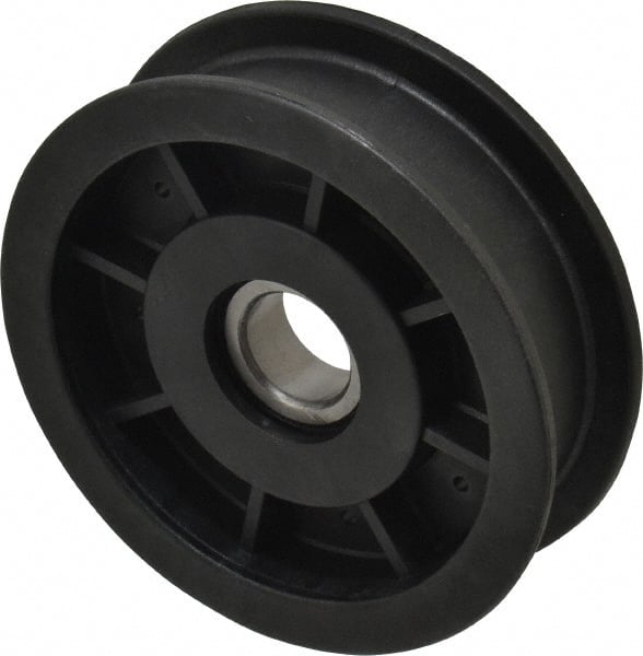 Fenner Drives - 17 Inside x 3-1/2" Outside Diam, 0.77" Wide Pulley Slot, Glass Reinforced Nylon Idler Pulley - For Use with Flat Belts, 5/8" Wide - Exact Tooling