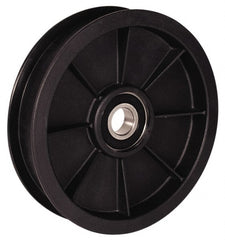 Fenner Drives - 3/8 Inside x 4.8" Outside Diam, 0.53" Wide Pulley Slot, Glass Reinforced Nylon Idler Pulley - 1/2" Belt Size Diam, For Use with Round Belts - Exact Tooling