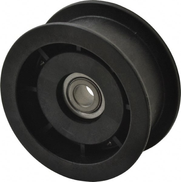 Fenner Drives - 3/8 Inside x 3" Outside Diam, 1.02" Wide Pulley Slot, Glass Reinforced Nylon Idler Pulley - For Use with Flat Belts, 7/8" Wide - Exact Tooling