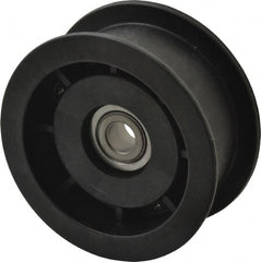 Fenner Drives - 3/8 Inside x 3" Outside Diam, 1.02" Wide Pulley Slot, Glass Reinforced Nylon Idler Pulley - For Use with Flat Belts, 7/8" Wide - Exact Tooling