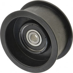 Fenner Drives - 3/8 Inside x 3.38" Outside Diam, 1.38" Wide Pulley Slot, Glass Reinforced Nylon Idler Pulley - For Use with Flat Belts, 1-1/8" Wide - Exact Tooling