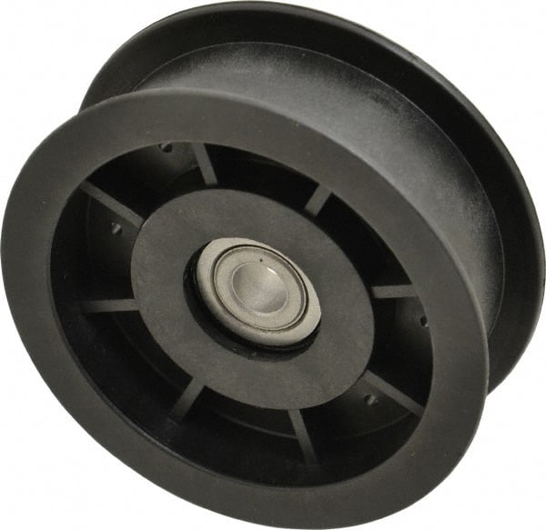 Fenner Drives - 3/8 Inside x 3-1/2" Outside Diam, 1" Wide Pulley Slot, Glass Reinforced Nylon Idler Pulley - For Use with Flat Belts, 13/16" Wide - Exact Tooling