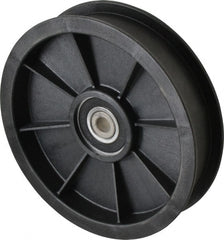 Fenner Drives - 3/8 Inside x 5.56" Outside Diam, 1.02" Wide Pulley Slot, Glass Reinforced Nylon Idler Pulley - For Use with Flat Belts, 7/8" Wide - Exact Tooling