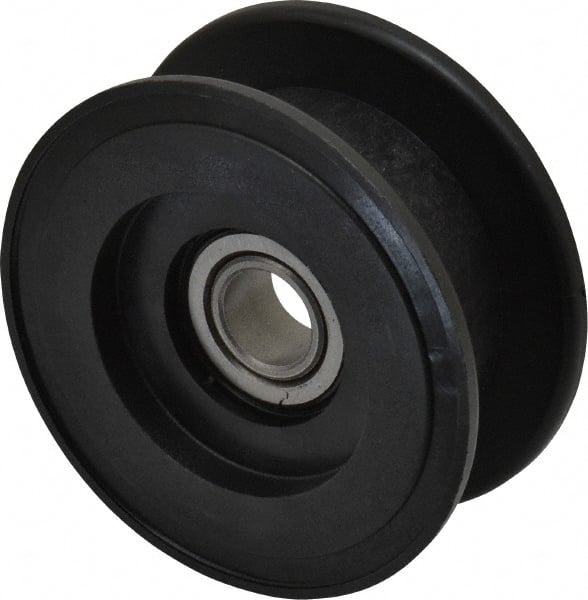 Fenner Drives - 1/2 Inside x 2.76" Outside Diam, 0.82" Wide Pulley Slot, Glass Reinforced Nylon Idler Pulley - For Use with Flat Belts, 5/8" Wide - Exact Tooling