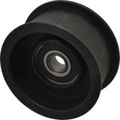 Fenner Drives - 1/2 Inside x 3.38" Outside Diam, 1.38" Wide Pulley Slot, Glass Reinforced Nylon Idler Pulley - For Use with Flat Belts, 1-1/8" Wide - Exact Tooling