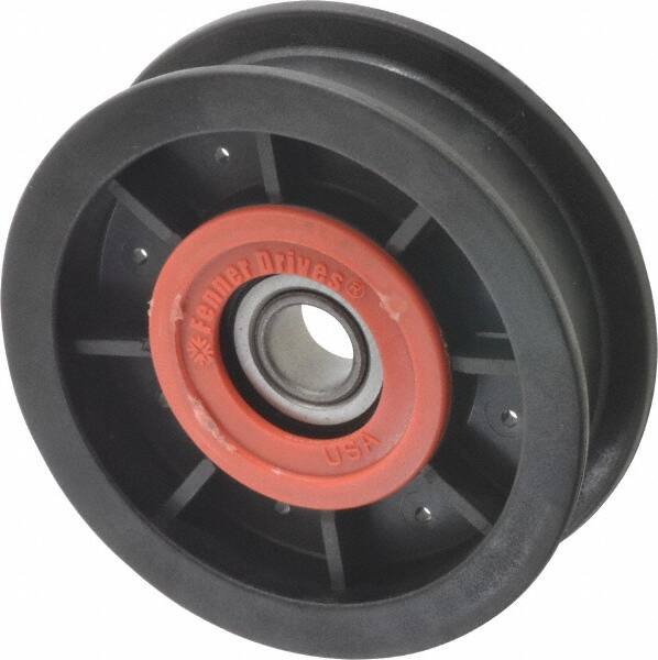 Fenner Drives - 1/2 Inside x 3-1/2" Outside Diam, 0.77" Wide Pulley Slot, Glass Reinforced Nylon Idler Pulley - For Use with Flat Belts, 5/8" Wide - Exact Tooling
