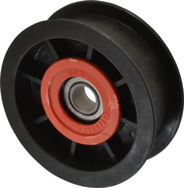 Fenner Drives - 1/2 Inside x 3-1/2" Outside Diam, 1" Wide Pulley Slot, Glass Reinforced Nylon Idler Pulley - For Use with Flat Belts, 13/16" Wide - Exact Tooling