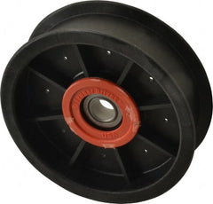 Fenner Drives - 1/2 Inside x 4-1/2" Outside Diam, 1.09" Wide Pulley Slot, Glass Reinforced Nylon Idler Pulley - For Use with Flat Belts, 29/32" Wide - Exact Tooling