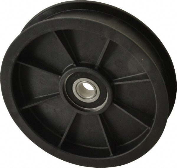 Fenner Drives - 1/2 Inside x 5.56" Outside Diam, 1.02" Wide Pulley Slot, Glass Reinforced Nylon Idler Pulley - For Use with Flat Belts, 7/8" Wide - Exact Tooling