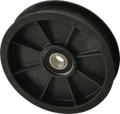 Fenner Drives - 1/2 Inside x 5.56" Outside Diam, 1.02" Wide Pulley Slot, Glass Reinforced Nylon Idler Pulley - For Use with Flat Belts, 7/8" Wide - Exact Tooling