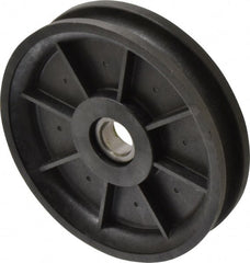Fenner Drives - 17 Inside x 4.8" Outside Diam, 0.53" Wide Pulley Slot, Glass Reinforced Nylon Idler Pulley - 1/2" Belt Size Diam, For Use with Round Belts - Exact Tooling