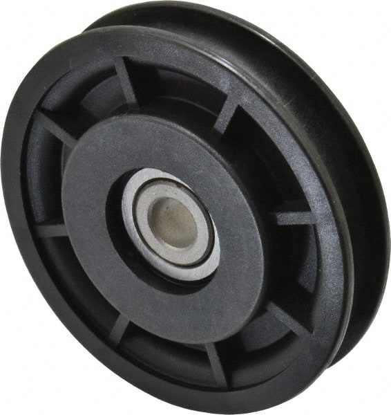Fenner Drives - 3/8 Inside x 3.05" Outside Diam, 0.4" Wide Pulley Slot, Glass Reinforced Nylon Idler Pulley - 3/8" Belt Size Diam, For Use with Round Belts - Exact Tooling