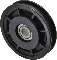 Fenner Drives - 3/8 Inside x 3.05" Outside Diam, 0.4" Wide Pulley Slot, Glass Reinforced Nylon Idler Pulley - 3/8" Belt Size Diam, For Use with Round Belts - Exact Tooling