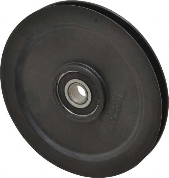 Fenner Drives - 1/2 Inside x 5-1/2" Outside Diam, 0.38" Wide Pulley Slot, Glass Reinforced Nylon Idler Pulley - 3/8" Belt Size Diam, For Use with Round Belts - Exact Tooling
