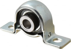 Value Collection - 1/2" ID, 3.8437" OAL x 2" OAH Pillow Block - 1,060 Lb Static Cap, 2,110 Lb Dyn Cap, 2.9843" Btw Mnt Hole Ctrs, 1" Base-to-Ctr Ht, Stamped Steel Rubber Mount - Exact Tooling