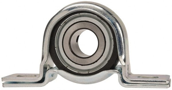 Value Collection - 3/4" ID, 4-1/4" OAL x 2-7/32" OAH Pillow Block - 1,650 Lb Static Cap, 2,830 Lb Dyn Cap, 3.3906" Btw Mnt Hole Ctrs, 1-1/8" Base-to-Ctr Ht, Stamped Steel Rubber Mount - Exact Tooling