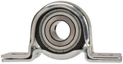 Value Collection - 3/4" ID, 4-1/4" OAL x 2-7/32" OAH Pillow Block - 1,650 Lb Static Cap, 2,830 Lb Dyn Cap, 3.3906" Btw Mnt Hole Ctrs, 1-1/8" Base-to-Ctr Ht, Stamped Steel Rubber Mount - Exact Tooling