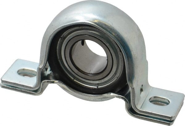 Value Collection - 1" ID, 4.5937" OAL x 2-5/8" OAH Pillow Block - 1,740 Lb Static Cap, 3,100 Lb Dyn Cap, 3-3/4" Btw Mnt Hole Ctrs, 1-5/16" Base-to-Ctr Ht, Stamped Steel Rubber Mount - Exact Tooling