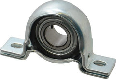 Value Collection - 1" ID, 4.5937" OAL x 2-5/8" OAH Pillow Block - 1,740 Lb Static Cap, 3,100 Lb Dyn Cap, 3-3/4" Btw Mnt Hole Ctrs, 1-5/16" Base-to-Ctr Ht, Stamped Steel Rubber Mount - Exact Tooling