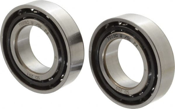Nachi - 25mm Bore Diam, 47mm OD, Open Angular Contact Radial Ball Bearing - 12mm Wide, 1 Row, Round Bore, 17,300 Nm Static Capacity, 21,000 Nm Dynamic Capacity - Exact Tooling