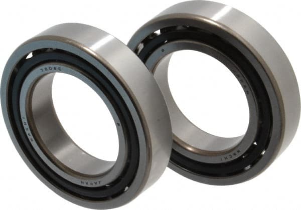 Nachi - 40mm Bore Diam, 68mm OD, Open Angular Contact Radial Ball Bearing - 15mm Wide, 1 Row, Round Bore, 32,000 Nm Static Capacity, 33,500 Nm Dynamic Capacity - Exact Tooling