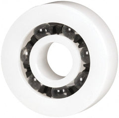 Made in USA - 1/4" Bore Diam, 3/4" OD, Open Plastic Race Radial Ball Bearing - 7/32" Wide, 1 Row, Round Bore, 17 Lb Static Capacity, 26 Lb Dynamic Capacity - Exact Tooling