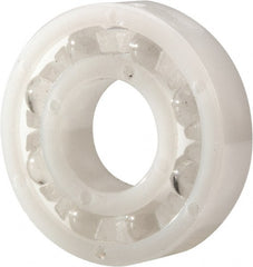 Made in USA - 3/8" Bore Diam, 7/8" OD, Open Plastic Race Radial Ball Bearing - 7/32" Wide, 1 Row, Round Bore, 33 Lb Static Capacity, 42 Lb Dynamic Capacity - Exact Tooling