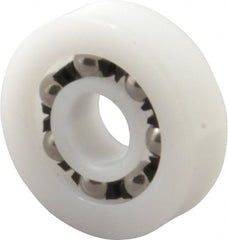 Made in USA - 1/4" Bore Diam, 3/4" OD, Open Plastic Race Radial Ball Bearing - 7/32" Wide, 1 Row, Round Bore, 17 Lb Static Capacity, 26 Lb Dynamic Capacity - Exact Tooling