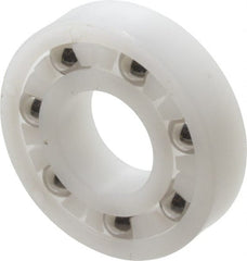 Made in USA - 3/8" Bore Diam, 7/8" OD, Open Plastic Race Radial Ball Bearing - 7/32" Wide, 1 Row, Round Bore, 33 Lb Static Capacity, 42 Lb Dynamic Capacity - Exact Tooling