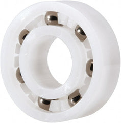 Made in USA - 3/8" Bore Diam, 7/8" OD, Open Plastic Race Radial Ball Bearing - 9/32" Wide, 1 Row, Round Bore, 33 Lb Static Capacity, 42 Lb Dynamic Capacity - Exact Tooling