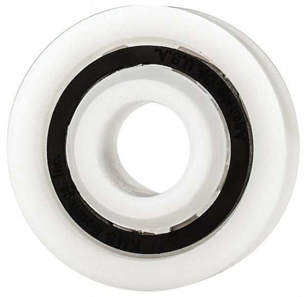 Made in USA - 3/8" Bore Diam, 1-1/8" OD, Open Plastic Race Radial Ball Bearing - 3/8" Wide, 1 Row, Round Bore, 43 Lb Static Capacity, 55 Lb Dynamic Capacity - Exact Tooling