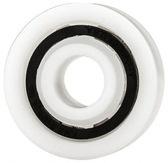 Made in USA - 3/8" Bore Diam, 1-1/8" OD, Open Plastic Race Radial Ball Bearing - 3/8" Wide, 1 Row, Round Bore, 43 Lb Static Capacity, 55 Lb Dynamic Capacity - Exact Tooling