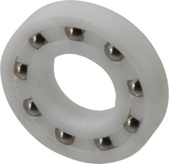 Made in USA - 3/4" Bore Diam, 1-5/8" OD, Open Plastic Race Radial Ball Bearing - 5/16" Wide, 1 Row, Round Bore, 52 Lb Static Capacity, 78 Lb Dynamic Capacity - Exact Tooling