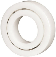 Made in USA - 1" Bore Diam, 2" OD, Open Plastic Race Radial Ball Bearing - 1/2" Wide, 1 Row, Round Bore, 61 Lb Static Capacity, 92 Lb Dynamic Capacity - Exact Tooling