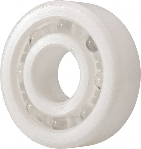 Made in USA - 12mm Bore Diam, 32mm OD, Open Plastic Race Radial Ball Bearing - 10mm Wide, 1 Row, Round Bore, 43 Lb Static Capacity, 55 Lb Dynamic Capacity - Exact Tooling