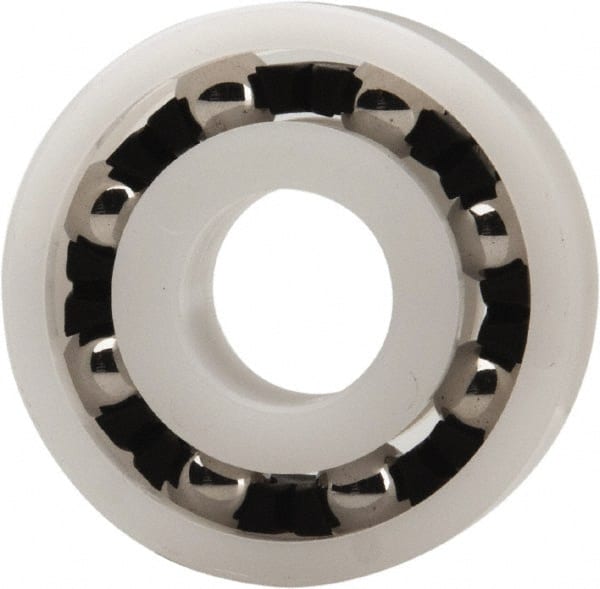 Made in USA - 8mm Bore Diam, 22mm OD, Open Plastic Race Radial Ball Bearing - 7mm Wide, 1 Row, Round Bore, 33 Lb Static Capacity, 42 Lb Dynamic Capacity - Exact Tooling