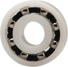 Made in USA - 8mm Bore Diam, 22mm OD, Open Plastic Race Radial Ball Bearing - 7mm Wide, 1 Row, Round Bore, 33 Lb Static Capacity, 42 Lb Dynamic Capacity - Exact Tooling