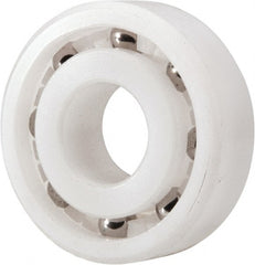 Made in USA - 10mm Bore Diam, 26mm OD, Open Plastic Race Radial Ball Bearing - 8mm Wide, 1 Row, Round Bore, 33 Lb Static Capacity, 42 Lb Dynamic Capacity - Exact Tooling