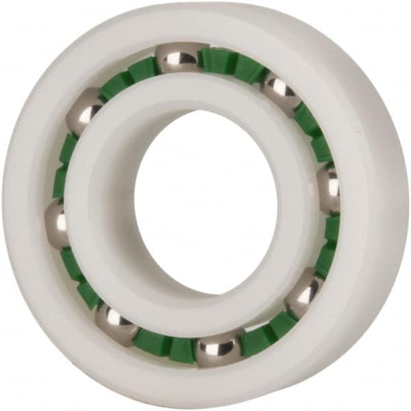 Made in USA - 15mm Bore Diam, 32mm OD, Open Plastic Race Radial Ball Bearing - 9mm Wide, 1 Row, Round Bore, 43 Lb Static Capacity, 55 Lb Dynamic Capacity - Exact Tooling