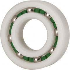 Made in USA - 15mm Bore Diam, 32mm OD, Open Plastic Race Radial Ball Bearing - 9mm Wide, 1 Row, Round Bore, 43 Lb Static Capacity, 55 Lb Dynamic Capacity - Exact Tooling