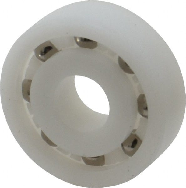 Made in USA - 10mm Bore Diam, 30mm OD, Open Plastic Race Radial Ball Bearing - 9mm Wide, 1 Row, Round Bore, 43 Lb Static Capacity, 55 Lb Dynamic Capacity - Exact Tooling